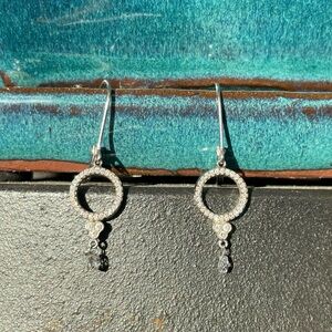 18K White Gold Circle Drop Earrings